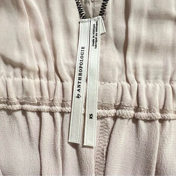 BY ANTHROPOLOGIE Sleeveless V-Neck Lace Wrap Midi Dress Blush Pink Black XS NEW - Picture 7 of 10